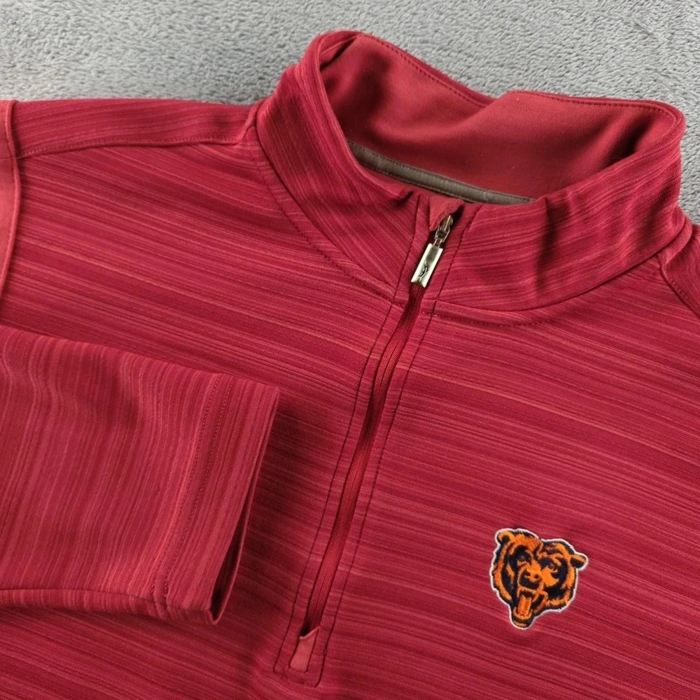 Chicago Bears Fleece Jacket Mens Large Red NFL Football Tommy Bahama Quarter Zip